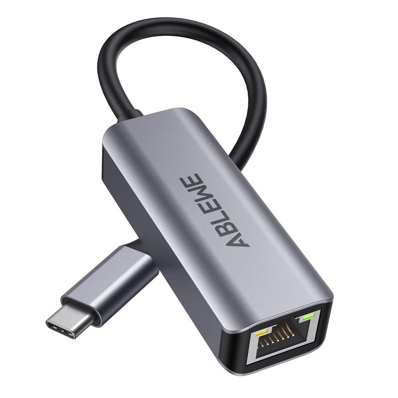 ABLEWE USB C to Ethernet Adapter, ABLEWE Type-C to RJ45 Gigabit Ethernet Adapter, Thunderbolt 3/4 to RJ45 LAN Network Adapter Compatible for MacBook Pro/Air, iPhone 15/16/17 Pro/Max,iMac, iPad Pro, Dell XPS - Image 1